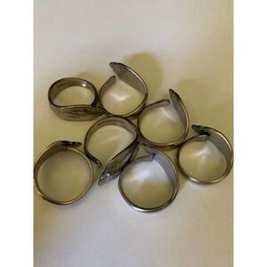 7 Pieces -  Silver Tone Spoon/ Fork Handle Napkin Rings Assorted Set.   Boutique